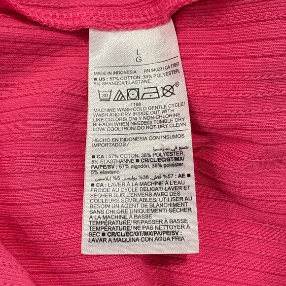 Old Navy Pointelle Knit Pajama Top V-Neck Long Sleeve Hot Pink Size Large NEW - Picture 6 of 6